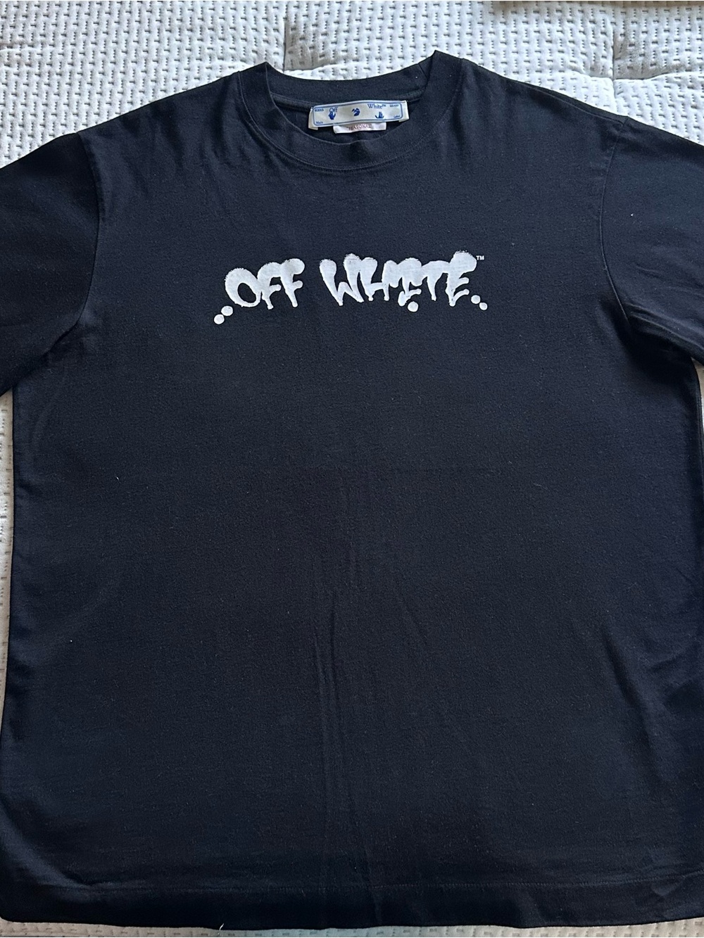 Off-White Black Tee with White Drip Logo
